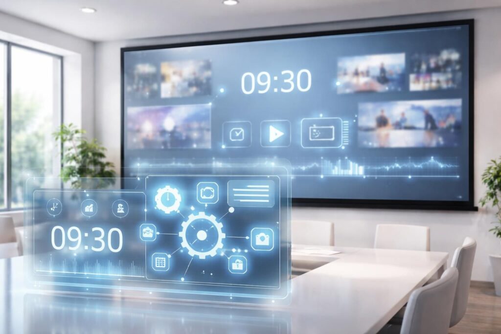 Écran de projection : automatiser l’affichage selon l’heure et le flux