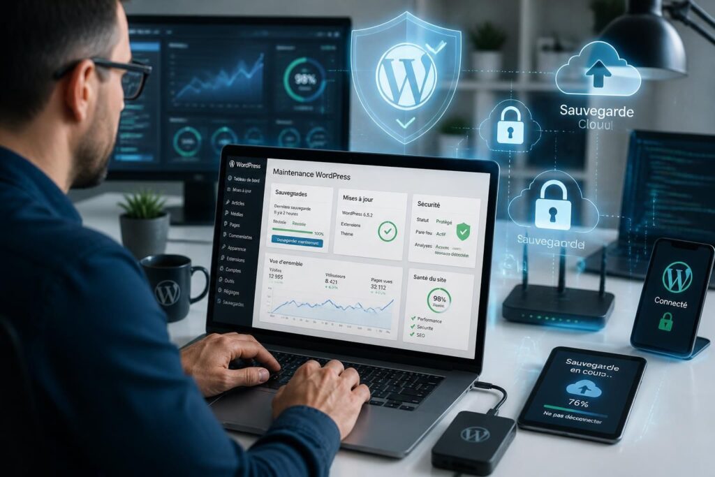 Maintenance WordPress : sauvegardes, mises à jour et sécurité