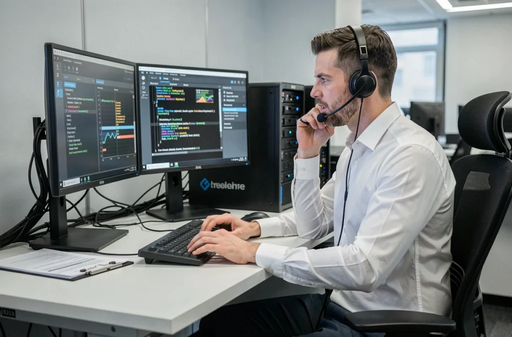 Technicien de Docteur IT offrant une assistance informatique professionnelle dans ses locaux à Lille